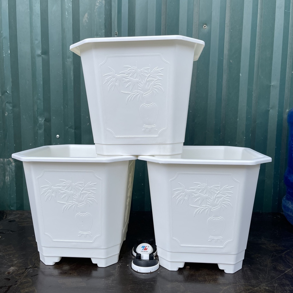 5 Chậu nhựa vuông trồng cây hoa TGA280 kích thước miệng 27cm cao 25cm COMBO 5 CHẬU