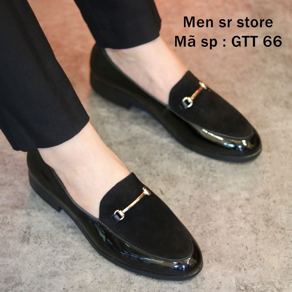 Giày Lười Nam - Tăng Chiều Cao - Mặt Nhung , Viền Bóng - MÃ GTT 66