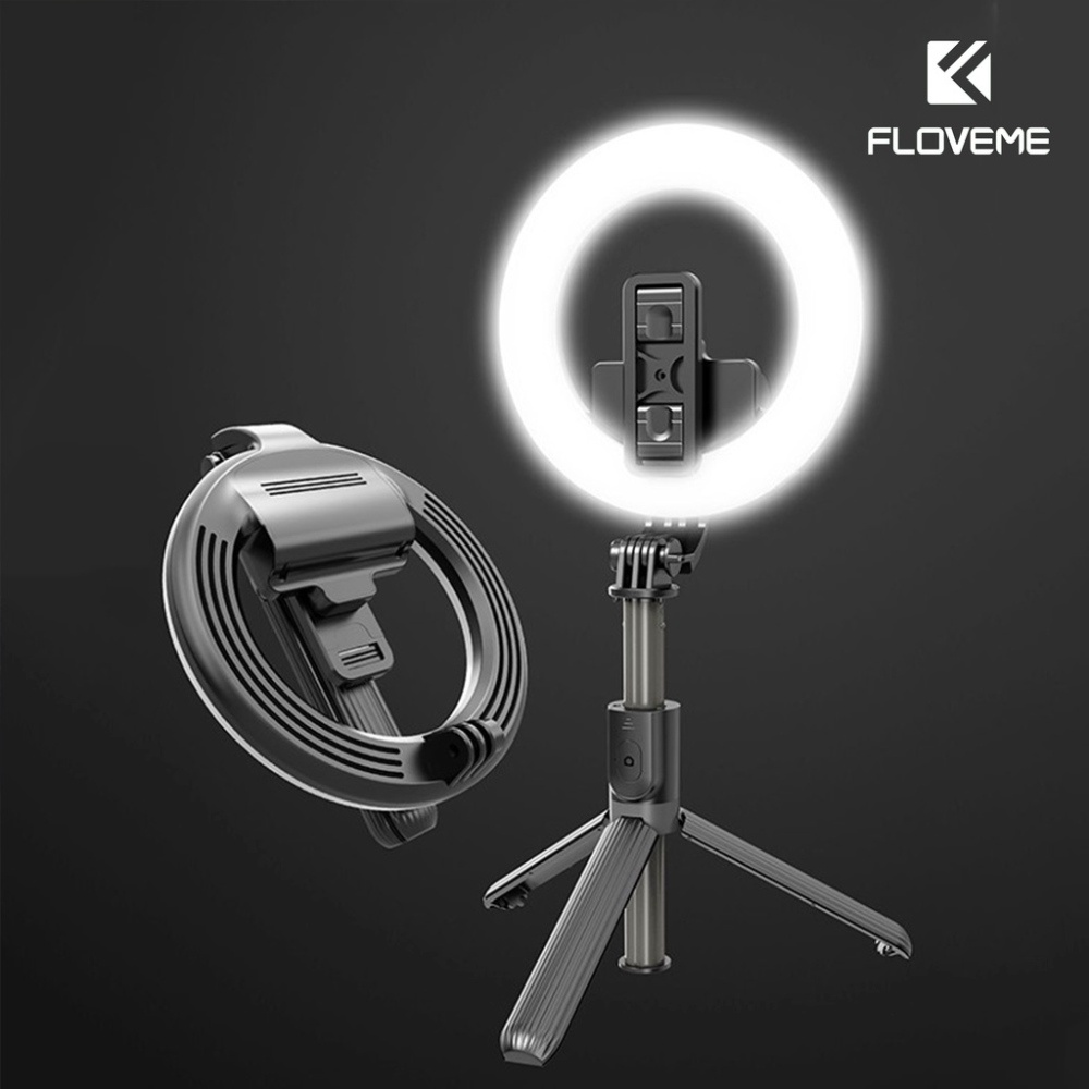 Gậy selfie Floveme -L07 kiêm giá đỡ hỗ trợ Live stream tích hợp vòng đèn Led, Bluetooth 4.0 tiện lợi, Pin 12000 mAh .