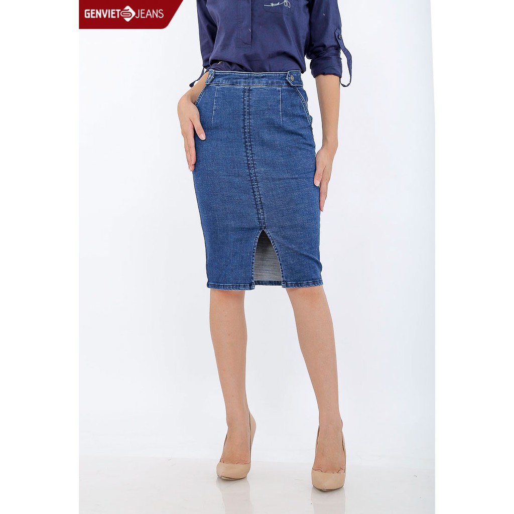 Chân váy Jeans Nữ DJ321J479 GENVIET JEANS