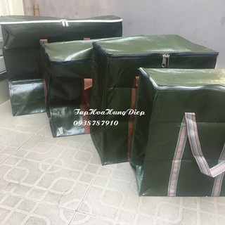 Giỏ Túi Bạt Đựng Hàng Xanh Rêu Loại Tốt, Hình Thật , Dầy