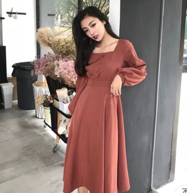 (CÓ SẴN) ĐẦM ULZZANG TAY DÀI - ĐẦM VINTAGE -VẢI ĐẸP LẮM NHA