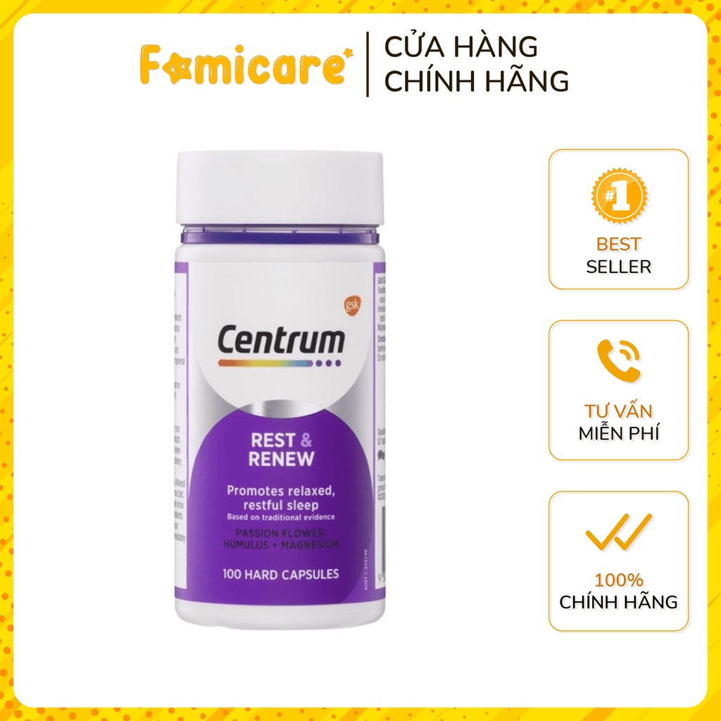 Viên uống hỗ trợ giấc ngủ Centrum Rest & Renew hộp 100 viên