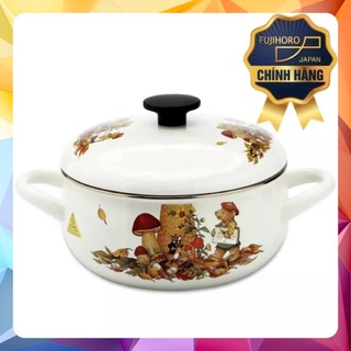 Nồi Thép Tráng Men 16cm/20cm Nhật FUJIHORO FTCV Gấu Nâu - Xài Bếp Từ