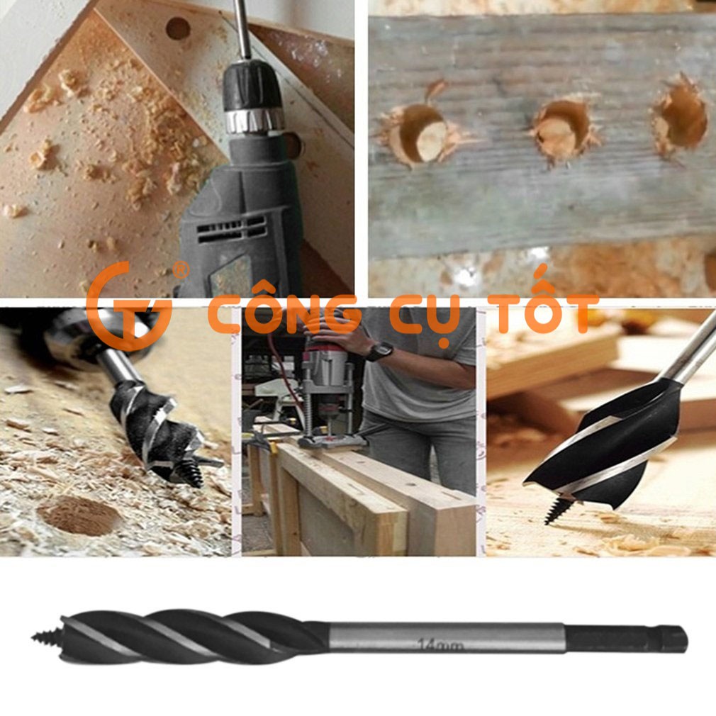 BỘ 3 MŨI KHOAN GỖ XOẮN ỐC AUGER SỐ 10,16,25MM