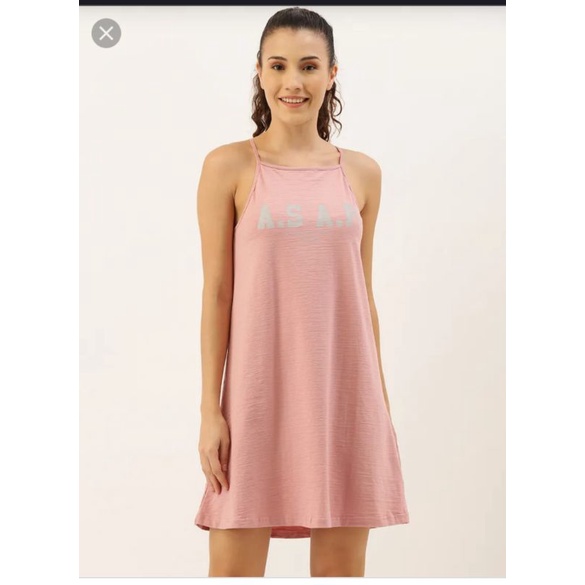 Đầm ngủ cổ yếm thun giấy VNXK f21 xuất khẩu dư xịn form A dáng rộng xoè và body