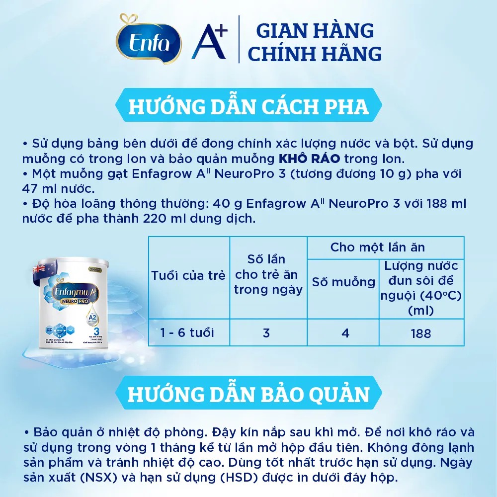 Sữa bột Enfagrow A2 Neuropro 3 – 350g