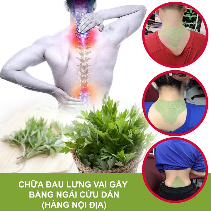 Miếng dán ngải cứu giảm đau cổ,vai,gáy,thải độc (hộp 12 miếng)