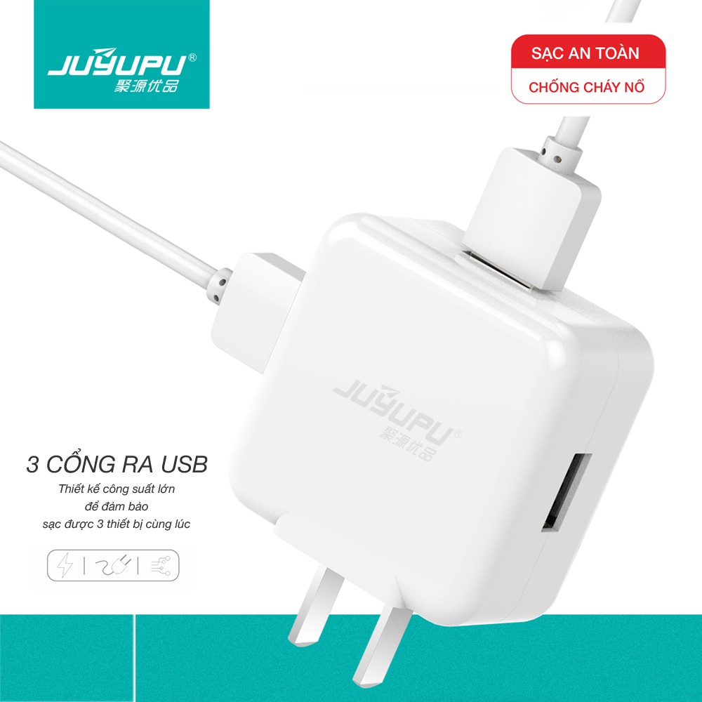 Củ sạc nhanh FENGZHI Q31 3 cổng USB 3.4A cốc chính hãng cho iPhone Samsung OPPO VIVO HUAWEI XIAOMI