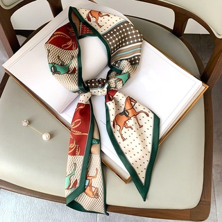 Khăn choàng dài và mỏng giả lụa có dải ruy băng đầu nhọn buộc túi xách trang trí phong cách retro dành cho nữ