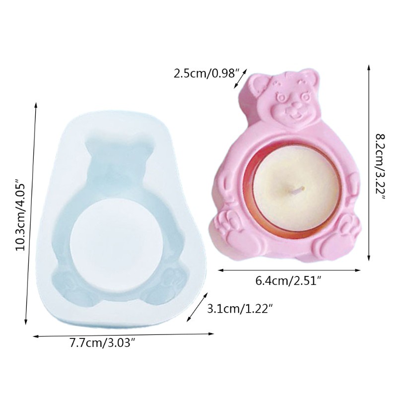 Khuôn silicone hình gấu dùng đúc giá đỡ nến sáp diy