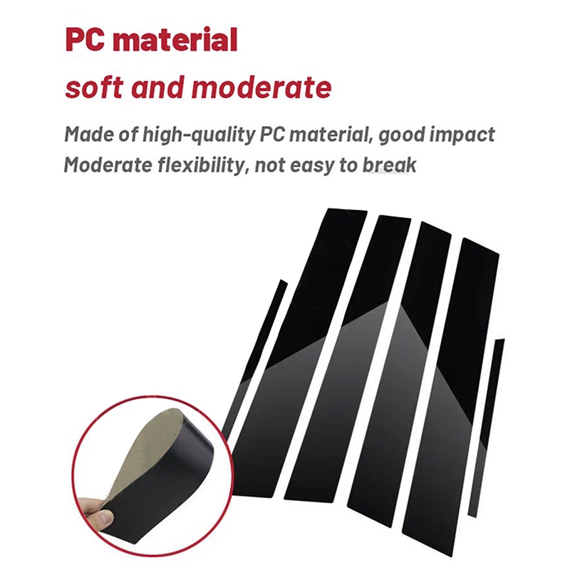 Bộ 6 Miếng Dán Màu Đen Bằng PC Họa Tiết Sợi Carbon Trang Trí Cửa Sổ Xe Hơi Toyota Fortuner 2016-2023