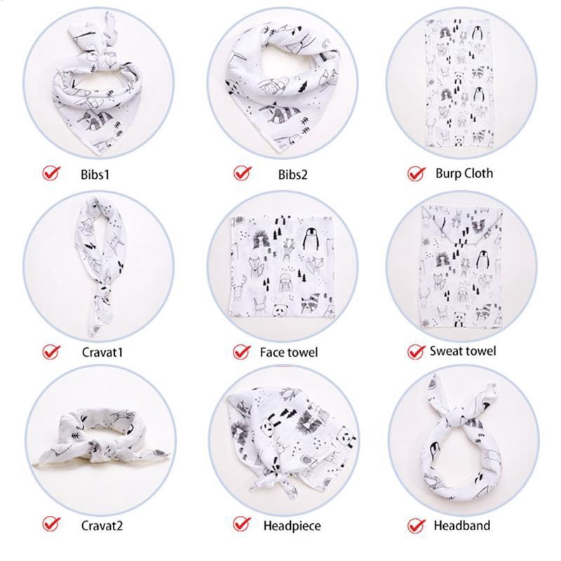 Khăn quấn cổ kiêm chăn chất liệu sợi tre cotton cho bé sơ sinh