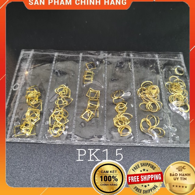 Phụ kiện kim loại 3D màu vàng, bạc trang trí móng Thiên Di Nail