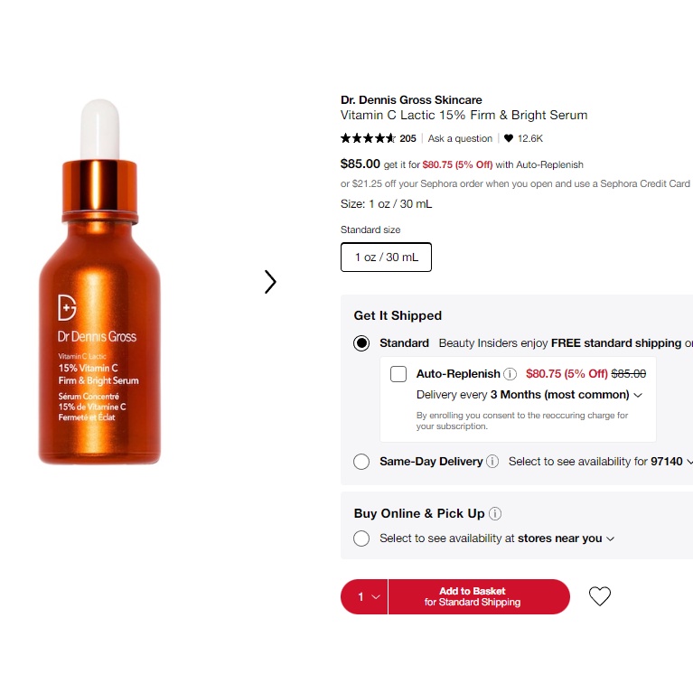 Serum sáng da chống lão hóa Dr. Dennis Gross Vitamin C Lactic Acid 15% Firm &amp; Bright Serum 7ml