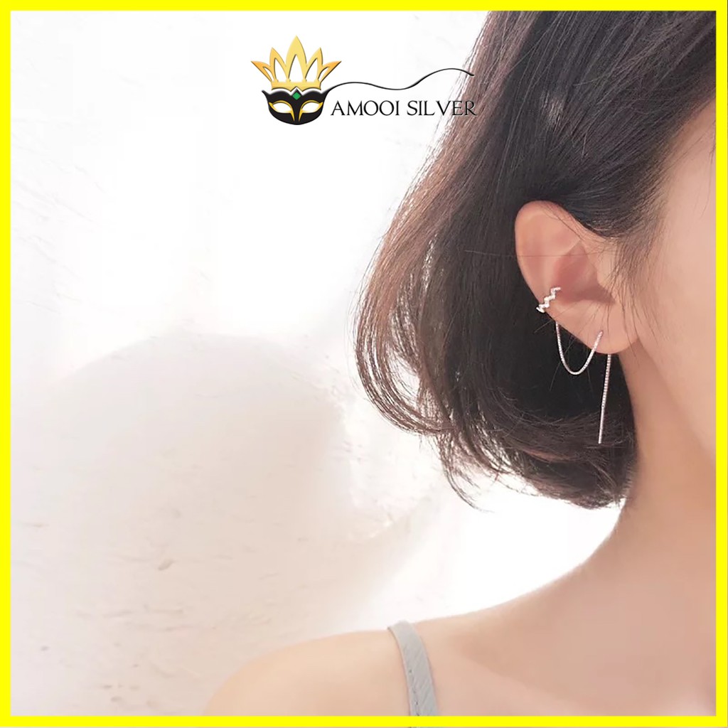 Bông tai bạc S925 earcuff kẹp vành mang được 3 kiểu - Amooi Silver AB44