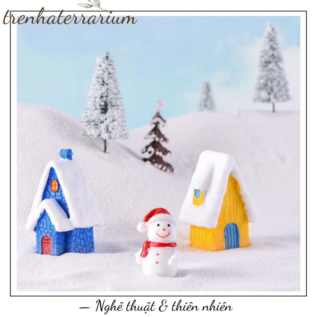 Tiểu cảnh ngôi nhà tuyết giáng sinh đồ trang trí người tuyết ngôi nhà kiểu biệt thự châu âu, terrarium