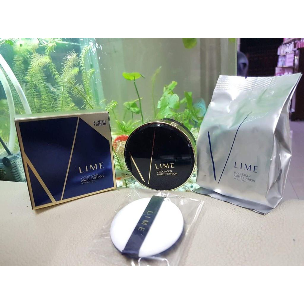 Phấn Nước Cho Da Khô Lime Xanh V Collagen Ample Cushion Hàn Quốc