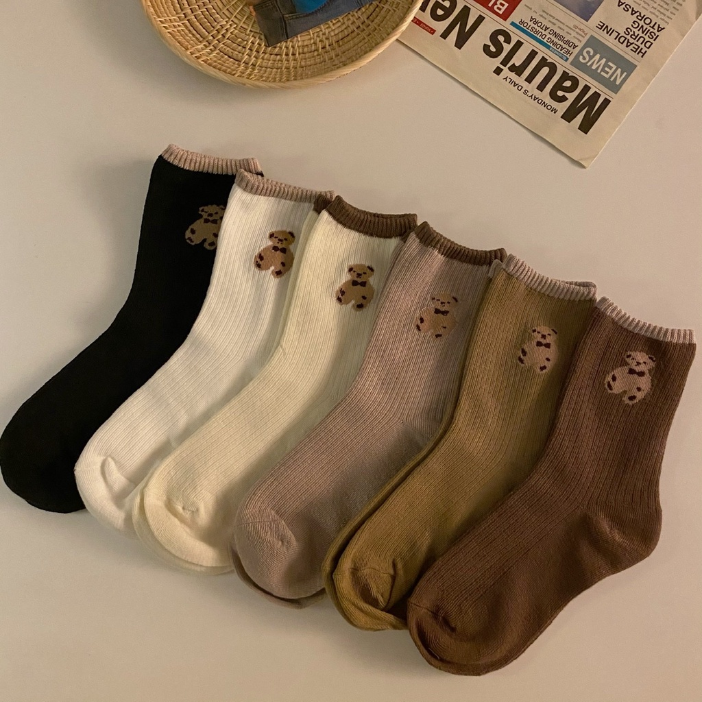 NUZIRO  Set 6 đôi vớ cotton phong cách Hàn Quốc cho nữ