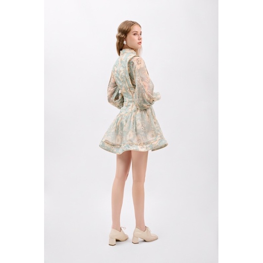 KAIA | Đầm kiểu nữ tay phồng đính nút - Orchid Mini Dress