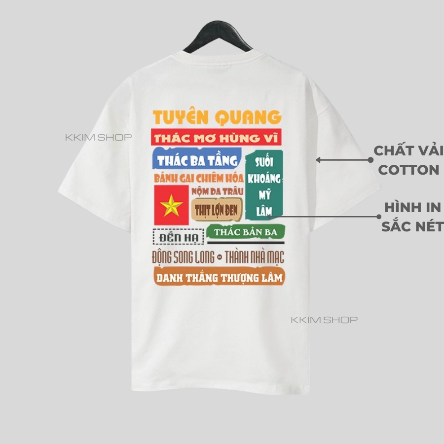 Áo thun tay lỡ TUYÊN QUANG, Áo phông 63 tỉnh thành Form rộng oversize, chất liệu Cotton KKIMSHOP