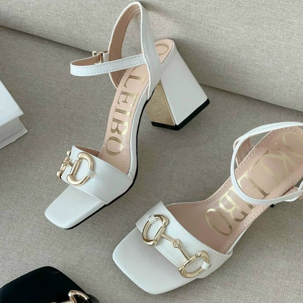 Giày cao gót 7 phân quai ngang Thiên Hương VNXK BP23C1 Sandal cao gót nữ đế vuông 7p cm mặc áo dài