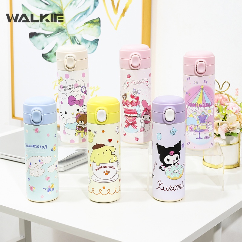 Bình Nước Giữ Nhiệt 304 Dung Tích 420ml In Hình Hello Kitty Mymelody Kuromi LittleTwinStars Cinnamoroll Purin