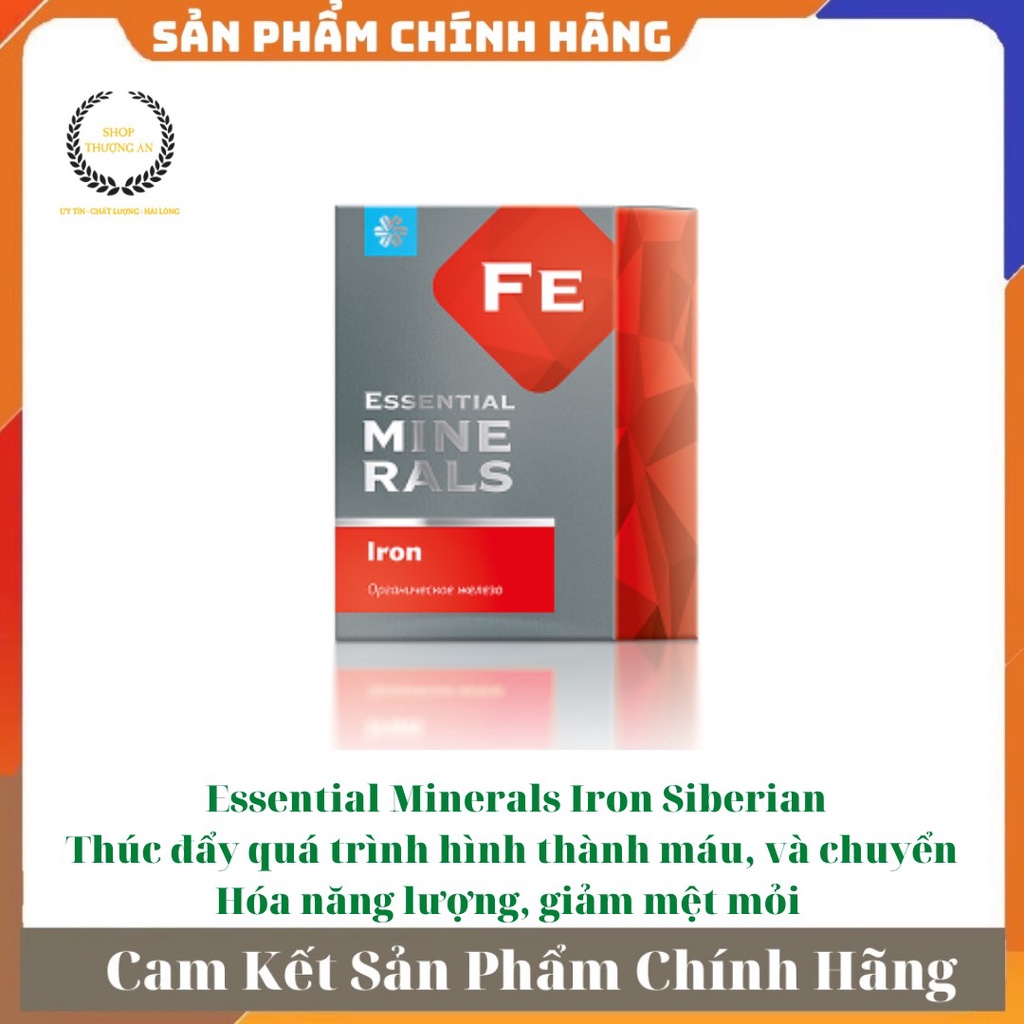 - Essential Minerals Iron Siberian, hỗ trợ tạo máu và chuyển hóa năng lượng, giảm mệt mỏi - Hộp 60v