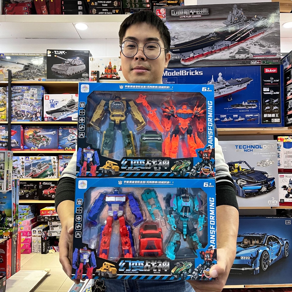 Robot Lắp Ghép Biến Hình Thành Xe Công Trình- Bộ 2c Có Hộp Đựng Cao Cấp Thích Hợp Làm Qùa Tặng