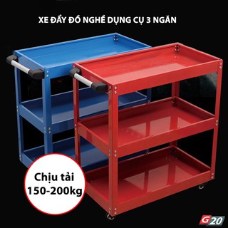 Xe Đẩy Đồ Nghề Dụng Cụ 3 Ngăn, Có Yay Cầm YH-003 - 2 Màu Xanh, Đỏ - Xe Để Đồ Nghề Đa Năng