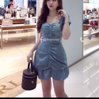 Đầm nhún bèo tay phồng