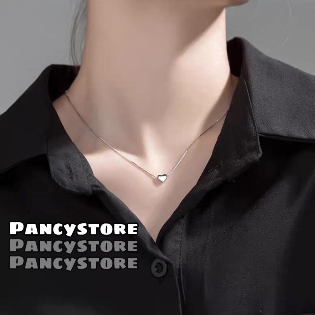 dây chuyền vòng cổ trái tim màu bạc sáng