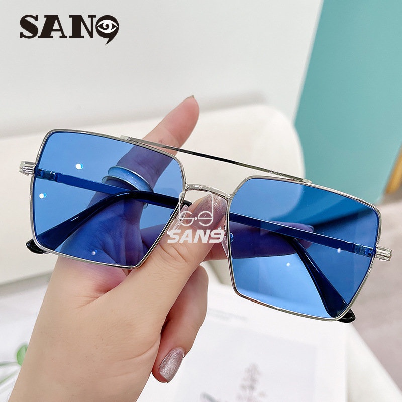 Kính Chống Nắng Gọng Vuông Kim Loại Phong Cách Retro Thời Trang Cho Nam COD