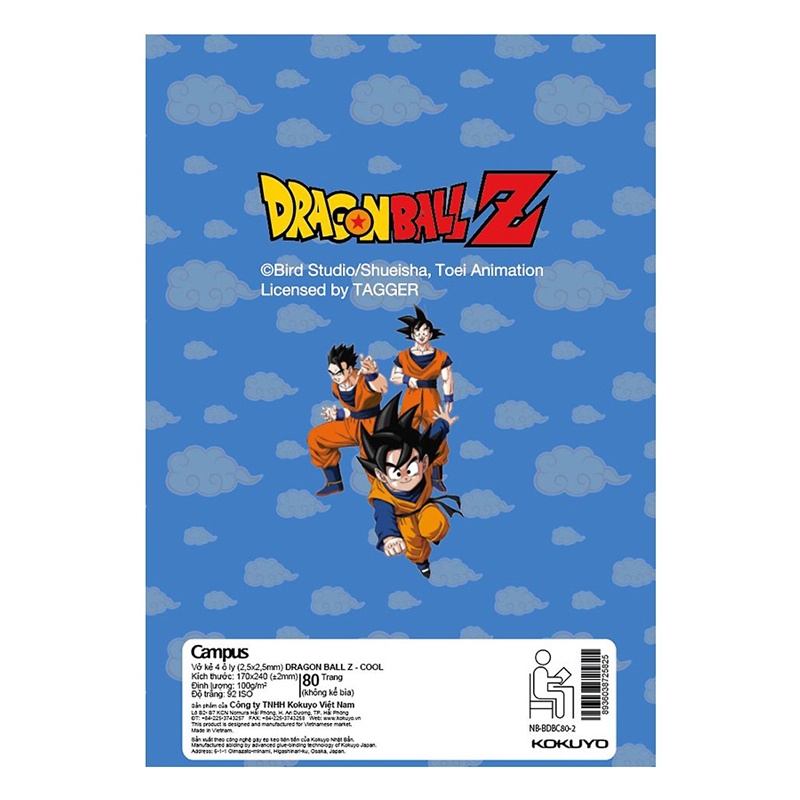 Vở Dragon Ball Z - B5 4 Ô Ly 80 Trang ĐL 100g/m2 - Campus NB-BDBC80 (Mẫu Màu Giao Ngẫu Nhiên)