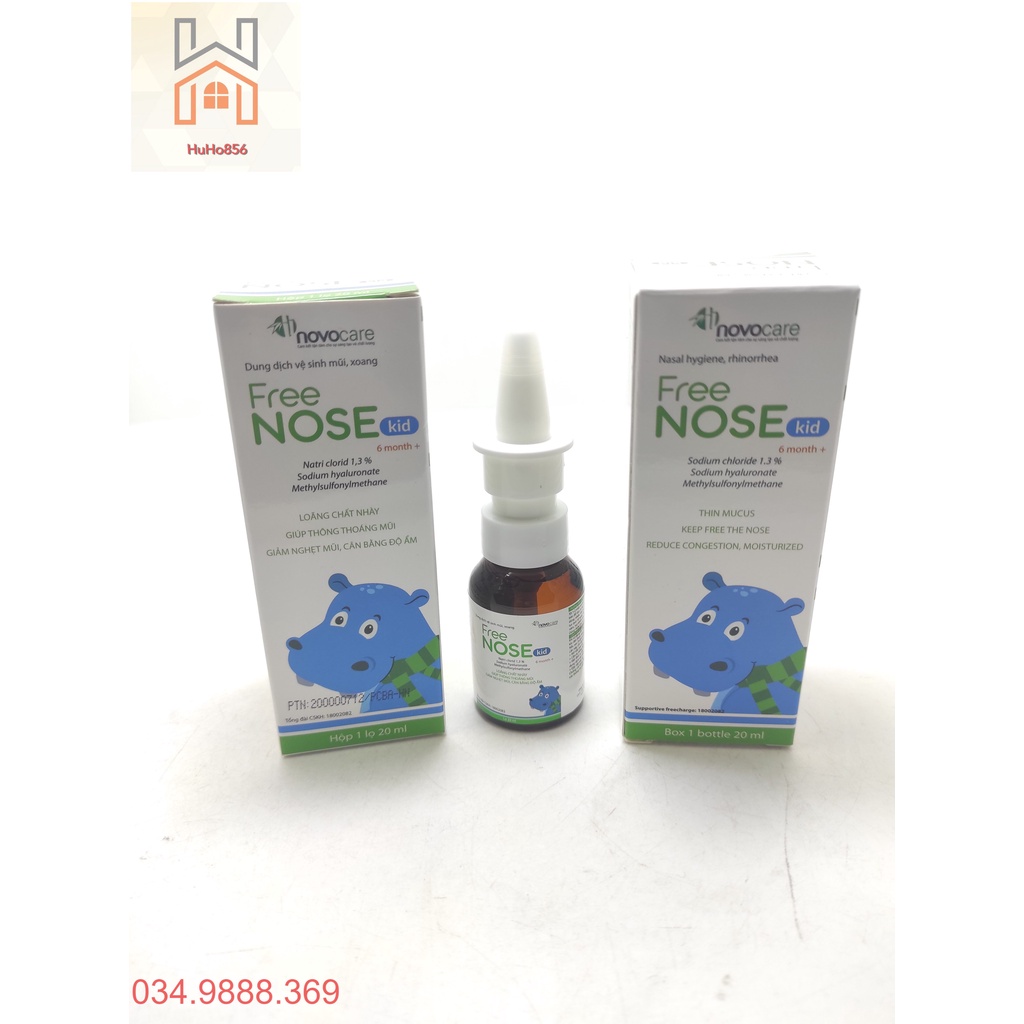 Dung Dịch Vệ Sinh Mũi Xoang Free Nose Kid - Dùng Được Cho Trẻ Từ 6 Tháng Tuổi - Lọ 20ml