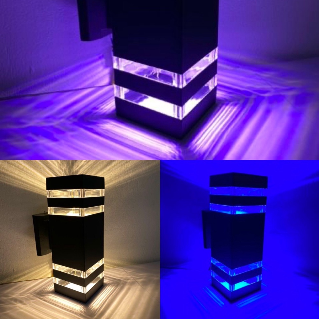 Đèn led 3 màu vàng - xanh dương - tím trang trí hiên nhà, cổng, ngoài trời