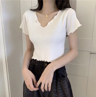 Áo cổ V CUỐN BIÊN 2 MẪU