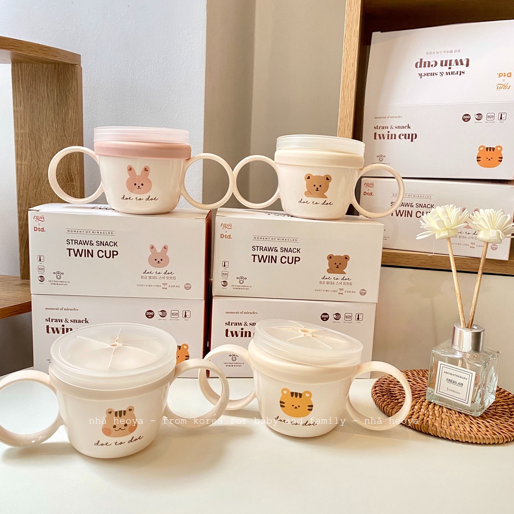 CỐC TẬP UỐNG KÈM NẮP SNACK CHO BÉ STRAW & SNACK CUP DOTTODOT x TGM