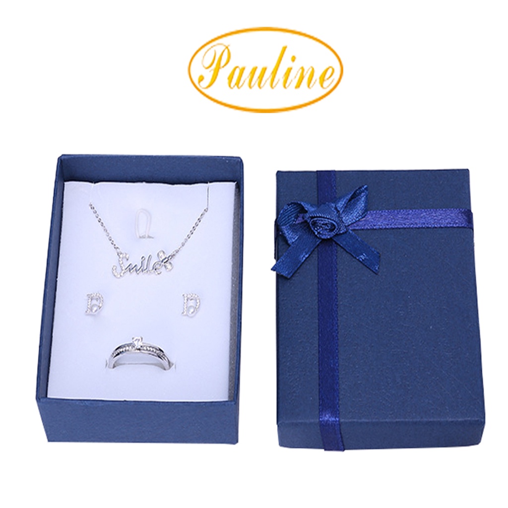 Hộp giấy đựng trang sức 7x9x2.8 H793N đính nơ 5 màu - Pauline's Store