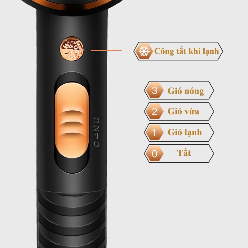 Máy Sấy Tóc Tạo Kiểu 2 Chế Độ Nóng/ Lạnh Kemei KM-8896