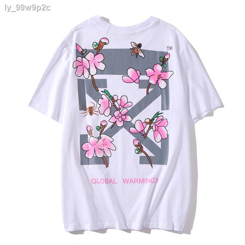 Áo Thun Thể Thao Off White Tay Ngắn Chất Liệu Cotton In Hoạ Tiết Hoa Thời Trang Cho Cặp Đôi