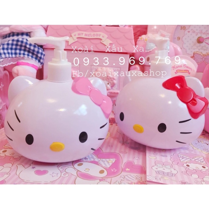 bình nhựa Kitty đựng xà phòng, sữa tắm,... trang trí dễ thương 400ml (dvt:1 cái)