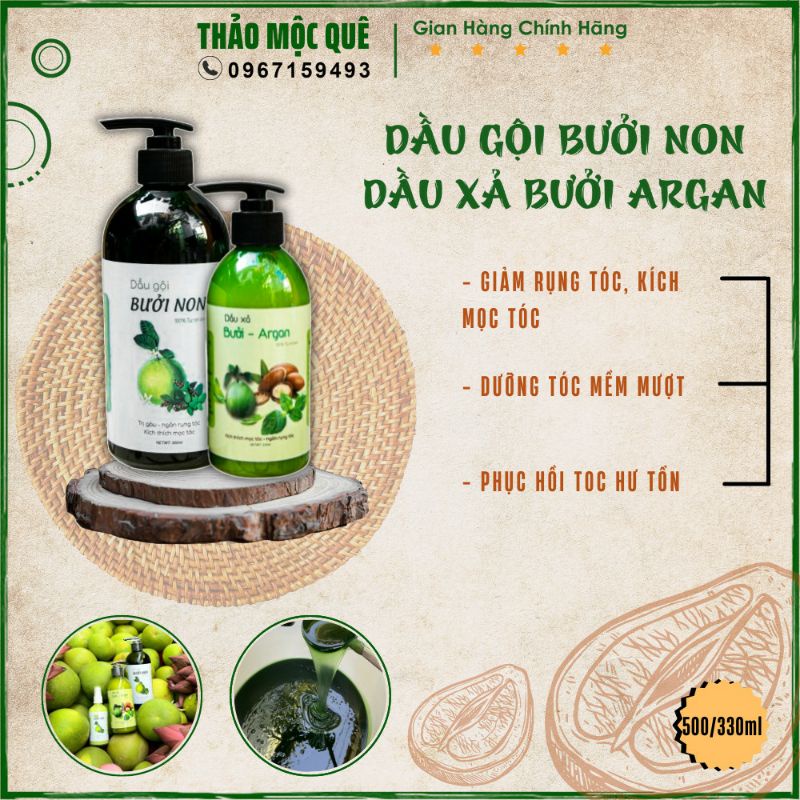Dầu gội đầu thiên nhiên bưởi non kích thích mọc tóc - Dầu xả vỏ bưởi dưỡng tóc sạch gầu biotin ngăn rụng tóc 500ml | BigBuy360 - bigbuy360.vn