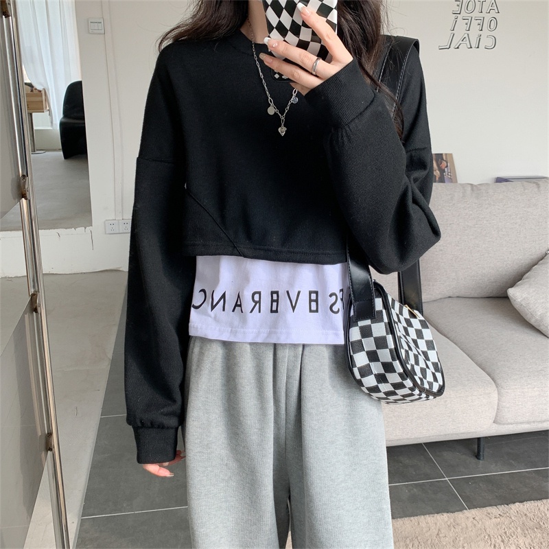 Áo Thun Dài Tay Giả Hai Lớp Thiết Kế Cá Tính Thời Trang