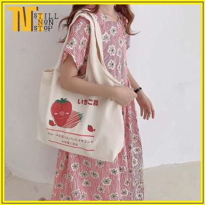 [Mã FASHIONT4WA2 giảm 10K đơn từ 50K] Túi đeo vai (VẢI BỐ COTTON MỀM - QUAI LIỀN) - DÂU SỌC