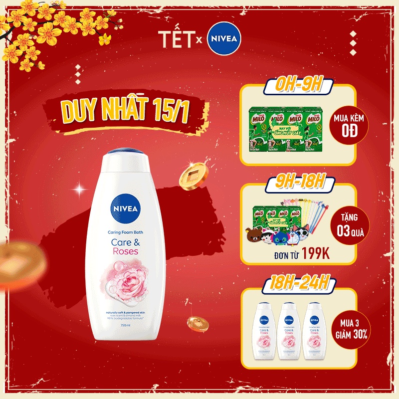 Sữa tắm dưỡng da hương hoa NIVEA nhập từ Đức 750ml