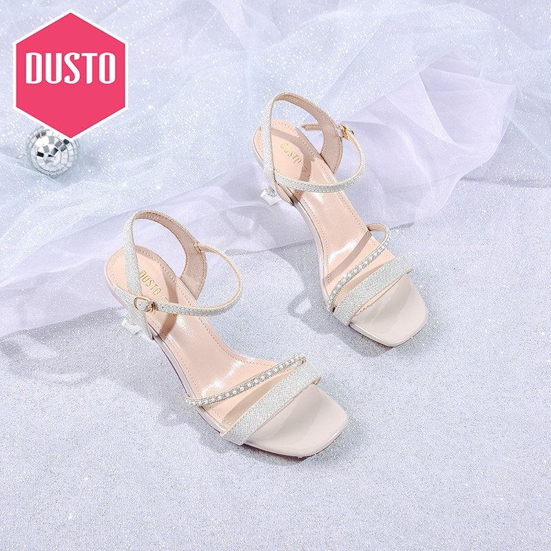 Sandal Dusto chất da ánh kim, gót nhọn 7cm