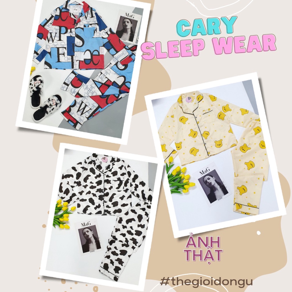 Đồ ngủ nữ CARY ,Bộ ngủ pijama tay dài quần dài hoạt hình mặc nhà siêu xinh