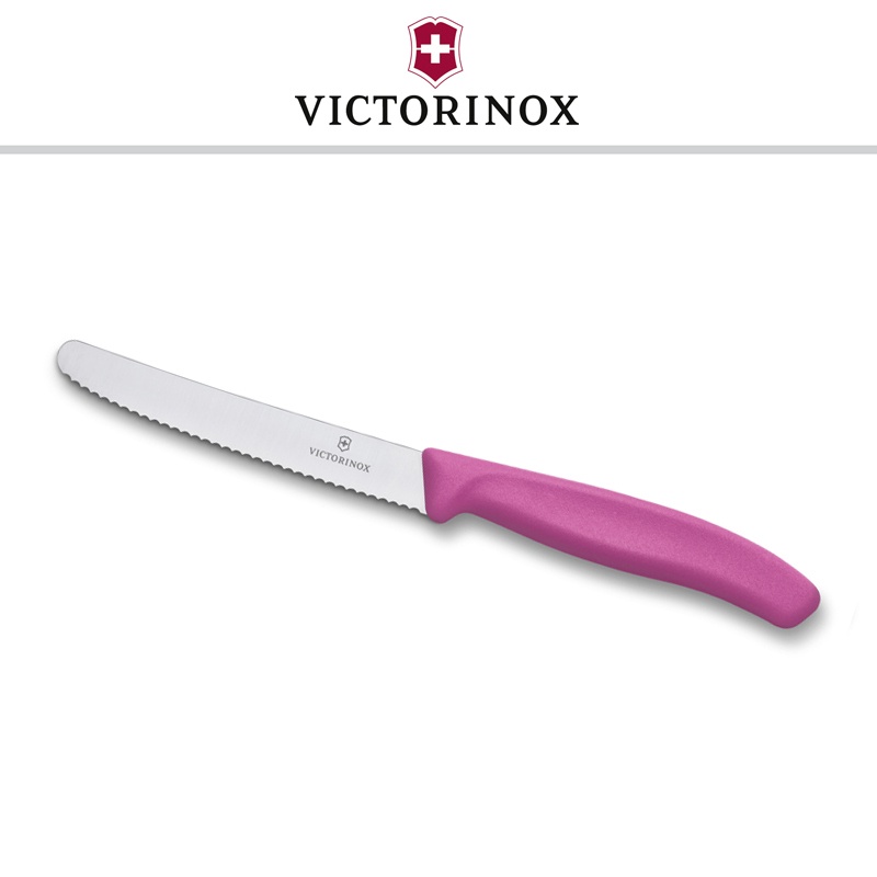 Dao bếp Victorinox Tomato and sausage knives màu hồng (wavy edge, 11cm) 6.7836.L115