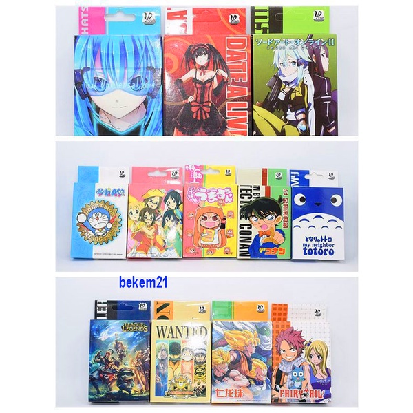 (SẴN VN) Bài tây anime manga, tú lơ khơ tổng hợp nhiều mẫu One Piece, Naruto, Dragon Ball, Kimetsu no Yaiba, Conan, Dora